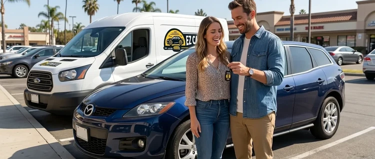 Happy customers with their replacement Mazda CX-7 car key from EZ Car Keyz in San Diego County