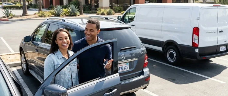 Happy customers with their replacement Mercedes-Benz Ml Class car key from EZ Car Keyz in San Diego County