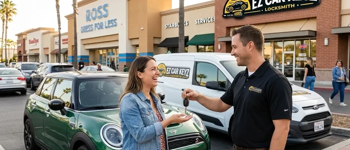 Customer with a replacement Mini Hardtop 4 Door car key from EZ Car Keyz in San Diego County