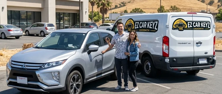 Happy customers with their replacement Mitsubishi Eclipse Cross car key from EZ Car Keyz in San Diego County
