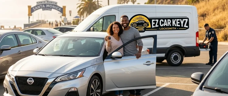 Happy customers with their replacement Nissan Altima car key from EZ Car Keyz in San Diego County