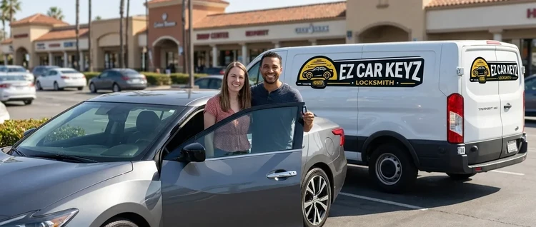 Happy customers with their replacement Nissan Maxima car key from EZ Car Keyz in San Diego County
