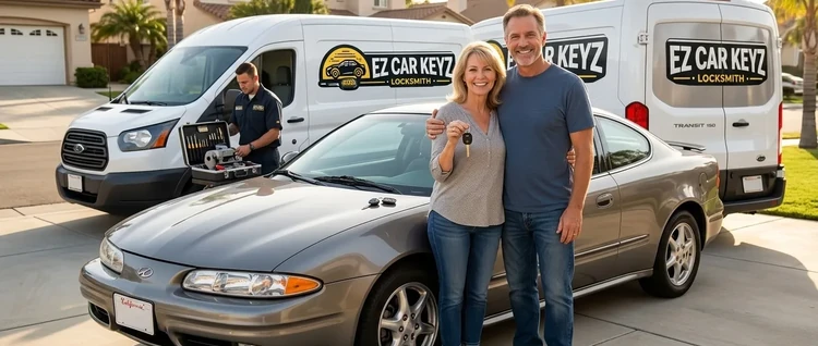 Happy customers with their replacement Oldsmobile Alero car key from EZ Car Keyz in San Diego County