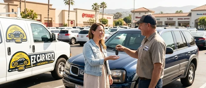 Customer with a replacement Oldsmobile Bravada car key from EZ Car Keyz in San Diego County