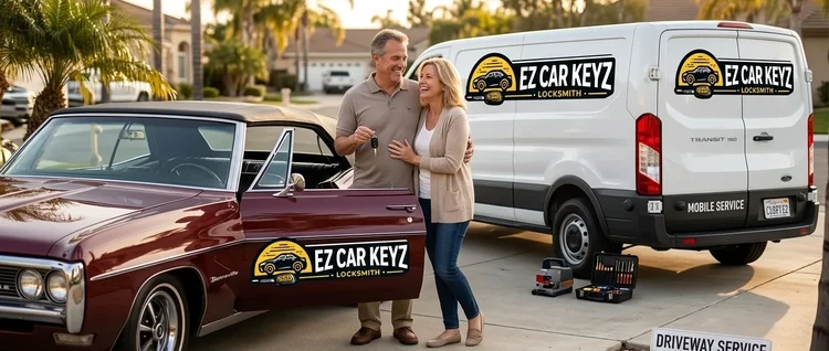 Happy customers with their replacement Pontiac Bonneville car key from EZ Car Keyz in San Diego County