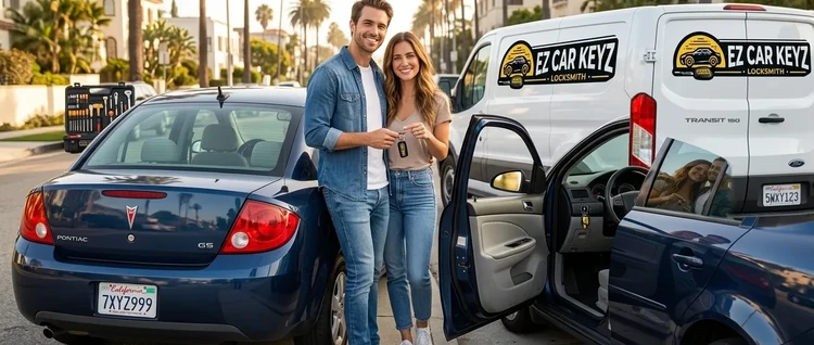 Happy customers with their replacement Pontiac G5 car key from EZ Car Keyz in San Diego County