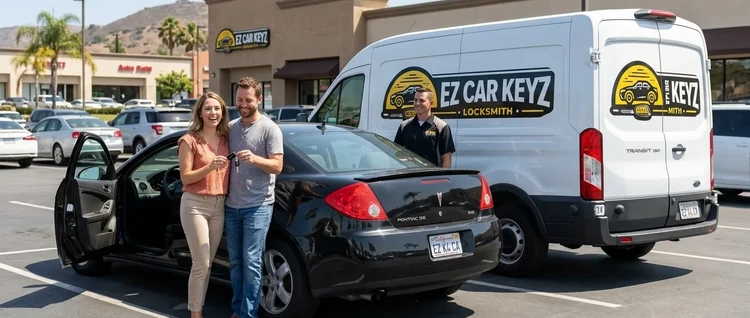 Happy customers with their replacement Pontiac G6 car key from EZ Car Keyz in San Diego County