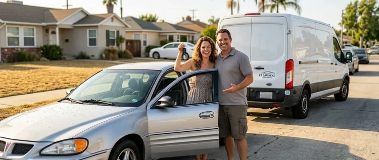 Happy customers with their replacement Pontiac Grand Am car key from EZ Car Keyz in San Diego County