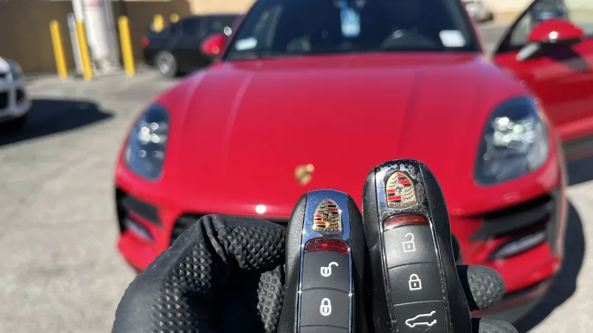 Insured mobile locksmith working on 2003 Porsche Boxster in Oceanside CA