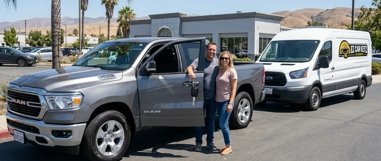 Happy customers with their replacement Ram 1500 car key from EZ Car Keyz in San Diego County