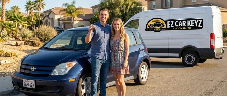 Happy customers with their replacement Scion xA car key from EZ Car Keyz in San Diego County