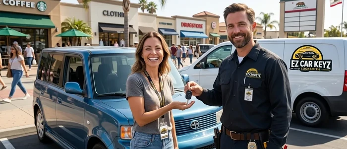 Customer with a replacement Scion xB car key from EZ Car Keyz in San Diego County