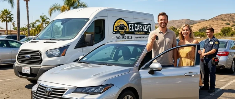 Happy customers with their replacement Toyota Avalon car key from EZ Car Keyz in San Diego County