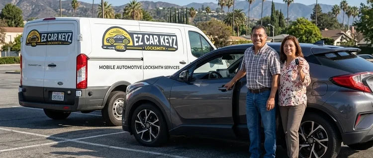 Happy customers with their replacement Toyota C-HR car key from EZ Car Keyz in San Diego County