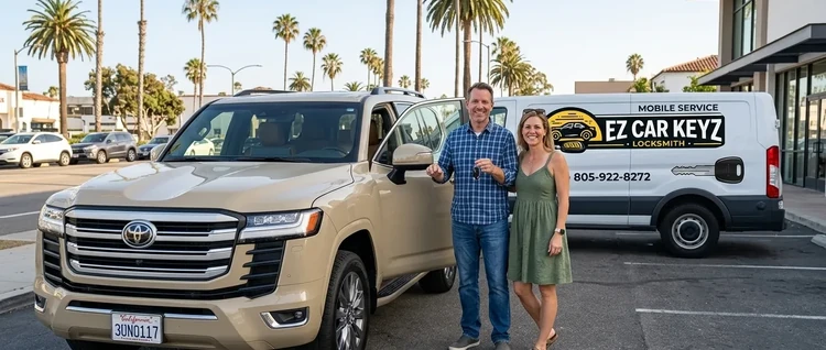 Happy customers with their replacement Toyota Land Cruiser car key from EZ Car Keyz in San Diego County