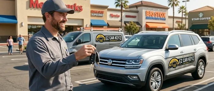Customer with a replacement Volkswagen Atlas car key from EZ Car Keyz in San Diego County