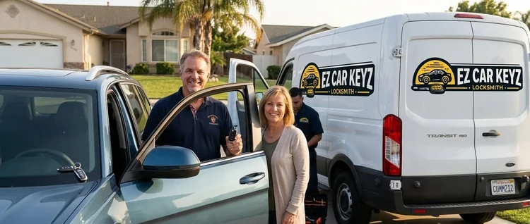 Happy customers with their replacement Volkswagen Atlas car key from EZ Car Keyz in San Diego County
