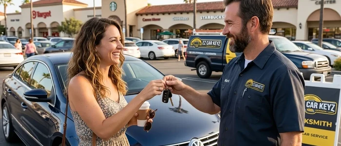 Customer with a replacement Volkswagen Cc car key from EZ Car Keyz in San Diego County
