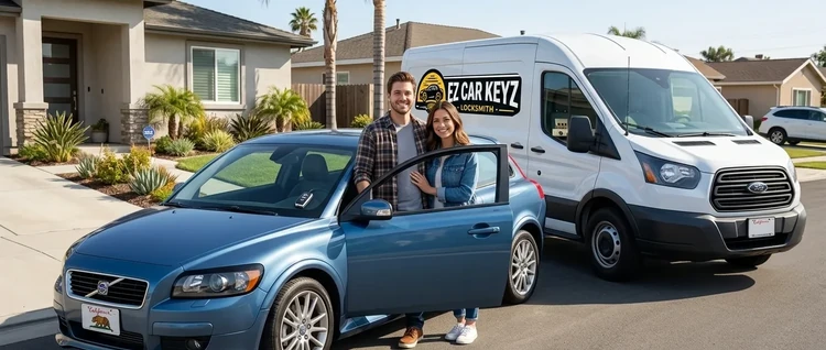 Happy customers with their replacement Volvo C30 car key from EZ Car Keyz in San Diego County