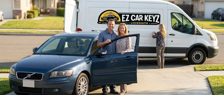 Happy customers with their replacement Volvo S40 car key from EZ Car Keyz in San Diego County