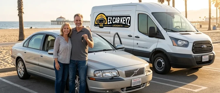 Happy customers with their replacement Volvo S80 car key from EZ Car Keyz in San Diego County
