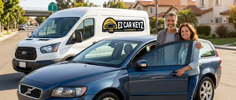 Happy customers with their replacement Volvo V50 car key from EZ Car Keyz in San Diego County