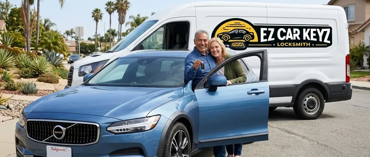 Happy customers with their replacement Volvo V90 car key from EZ Car Keyz in San Diego County