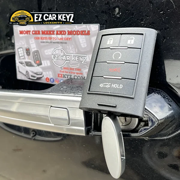Car key being cut on-site by EZ Car Keyz in San Diego