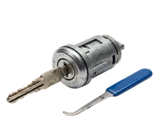 Mobile stuck-key rescue on a 2017 Cadillac XTS at a driveway in San Diego, California. The key wouldn't come out because a wafer inside the cylinder had collapsed and was clamping the blade.