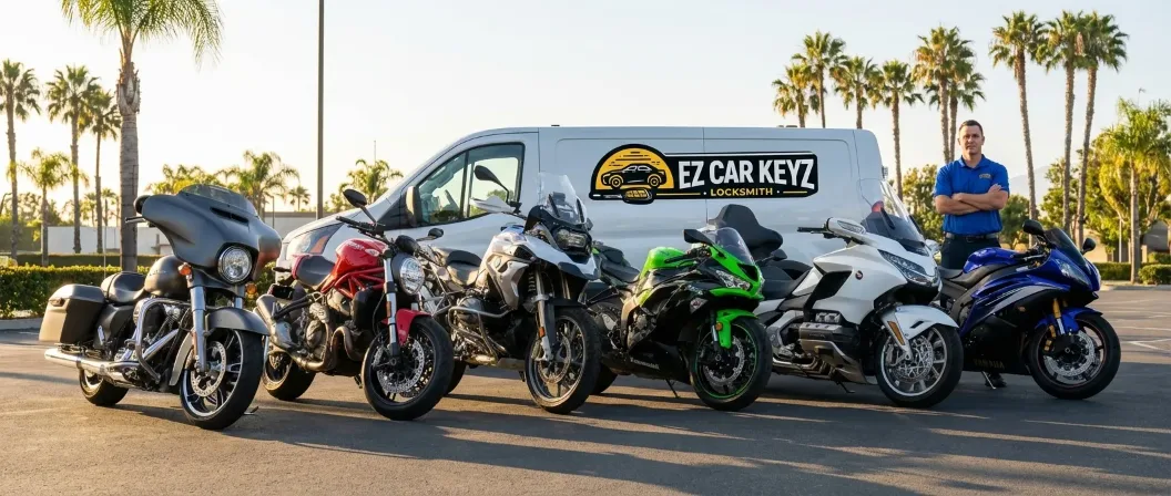 Six motorcycle brands - Harley Ducati BMW Kawasaki Honda Yamaha - EZ Car Keyz