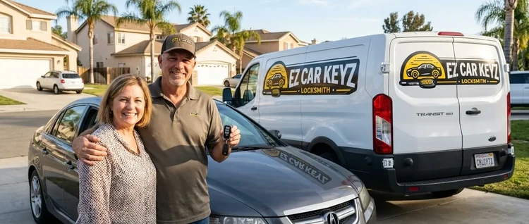 Happy customers with their replacement Acura RL car key from EZ Car Keyz in Ventura County