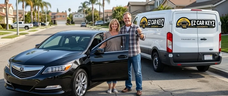 Happy customers with their replacement Acura RLX car key from EZ Car Keyz in Ventura County