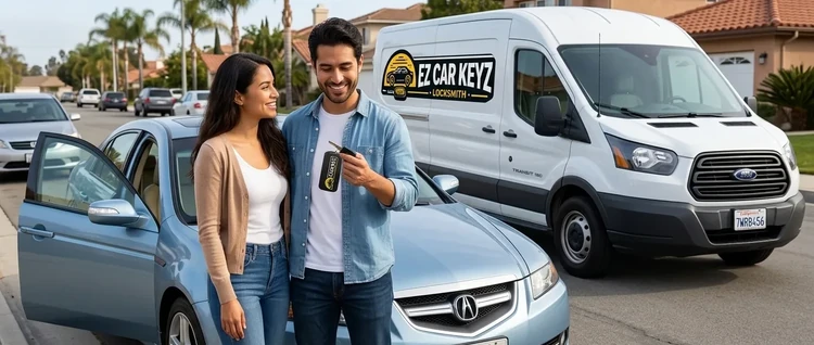 Happy customers with their replacement Acura TL car key from EZ Car Keyz in Ventura County