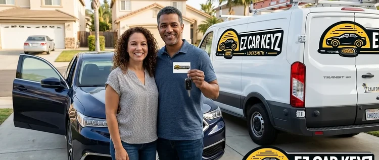 Happy customers with their replacement Acura TLX car key from EZ Car Keyz in Ventura County