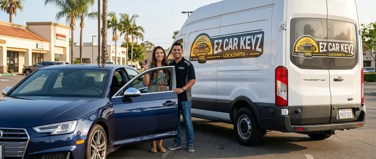 Happy customers with their replacement Audi S4 car key from EZ Car Keyz in Ventura County
