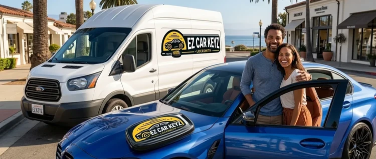 Happy customers with their replacement BMW M3 car key from EZ Car Keyz in Ventura County
