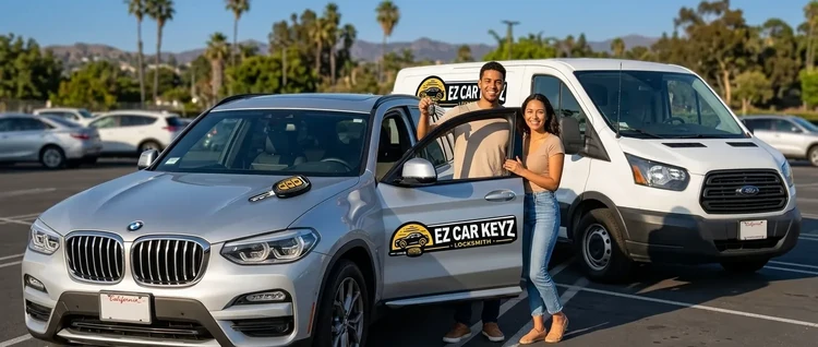 Happy customers with their replacement BMW X3 car key from EZ Car Keyz in Ventura County
