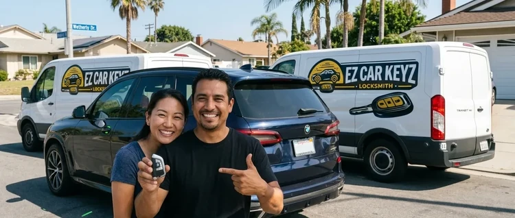 Happy customers with their replacement BMW X5 car key from EZ Car Keyz in Ventura County
