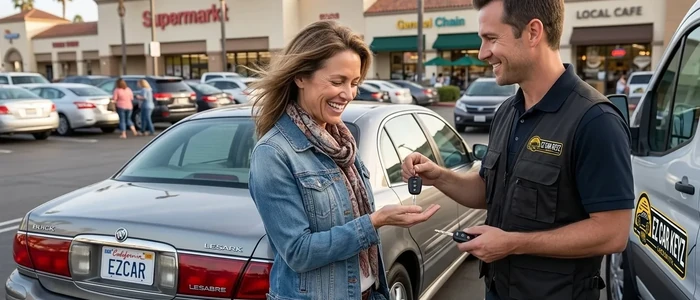 Customer with a replacement Buick Lesabre car key from EZ Car Keyz in Ventura County