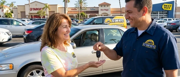Customer with a replacement Cadillac Seville car key from EZ Car Keyz in Ventura County