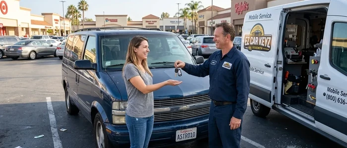 Customer with a replacement Chevrolet Astro car key from EZ Car Keyz in Ventura County