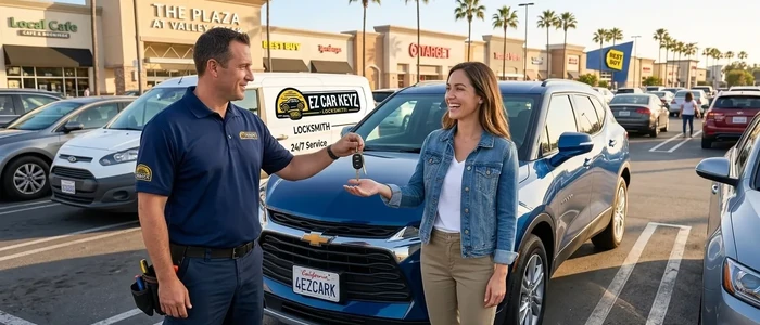 Customer with a replacement Chevrolet Blazer car key from EZ Car Keyz in Ventura County