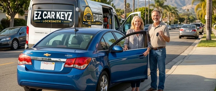 Happy customers with their replacement Chevrolet Cruze car key from EZ Car Keyz in Ventura County