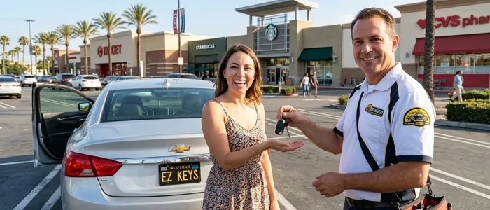 Customer with a replacement Chevrolet Impala car key from EZ Car Keyz in Ventura County