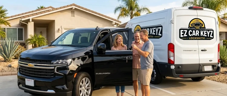 Happy customers with their replacement Chevrolet Suburban car key from EZ Car Keyz in Ventura County