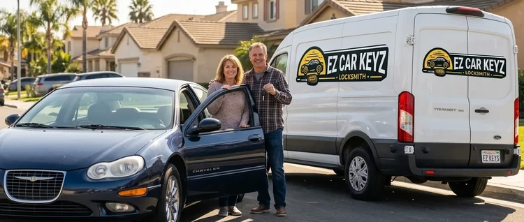 Happy customers with their replacement Chrysler Lhs car key from EZ Car Keyz in Ventura County
