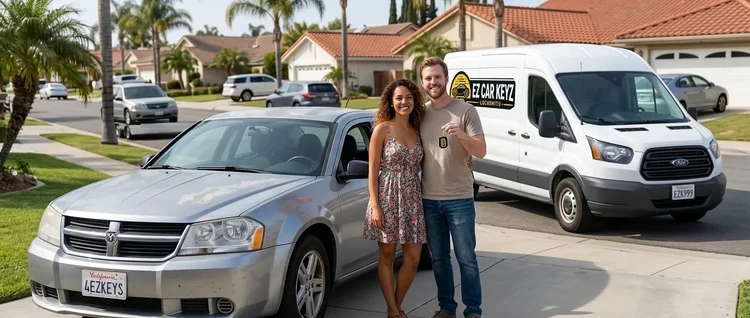 Happy customers with their replacement Dodge Avenger car key from EZ Car Keyz in Ventura County
