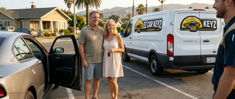 Happy customers with their replacement Dodge Charger car key from EZ Car Keyz in Ventura County