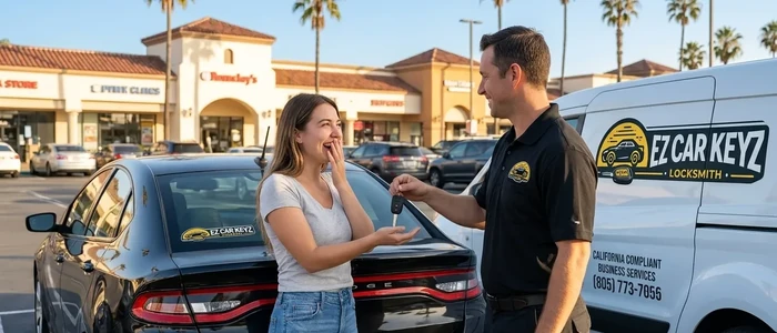 Customer with a replacement Dodge Dart car key from EZ Car Keyz in Ventura County