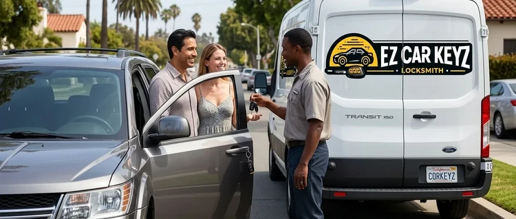 Happy customers with their replacement Dodge Journey car key from EZ Car Keyz in Ventura County